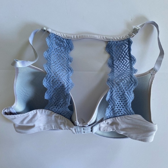 Aerie Sunnie Full Coverage Bra‎ 36C Blue Razorback Lace Back Closure Comfort - Picture 12 of 12